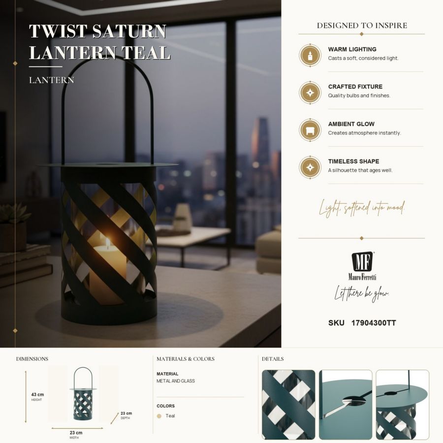 Lanterna saturno ottanio twist cm ø 23x43