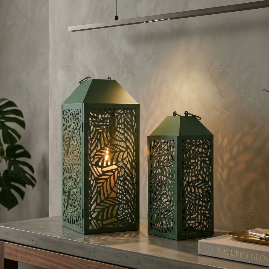 Lanterne carving coppia cm 17,8x17,8x44-13,8x13,8x34