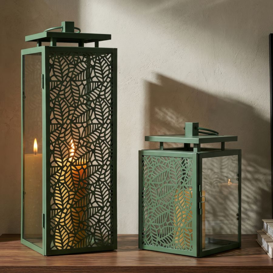 Lanterne hall coppia cm 15x14,5x41,5-15x14,5x24 (vetro temperato)
