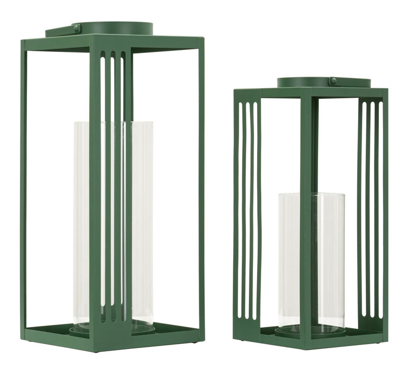 Lanterne linee coppia cm 18,3x18,3x43,5-15x15x36,5 (vetro temperato)