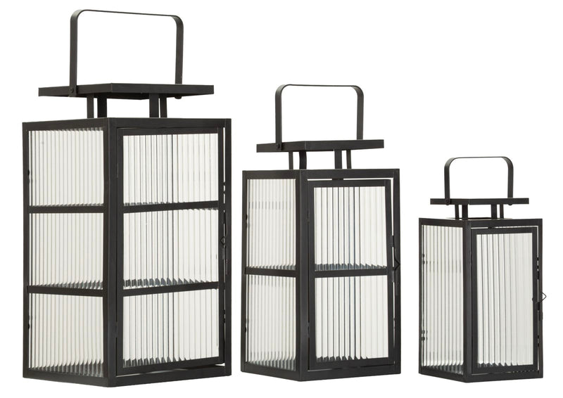Lanterne andromeda tris cm 25,5x25x50-20,5x20x40-15,3x15x29,5 (vetro temperato)