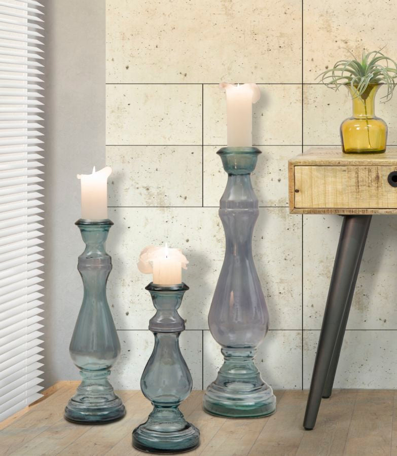 Mauro Ferretti Portacandela Vetro Riciclato Light Ø 17 x 55 cm (made in Spain)