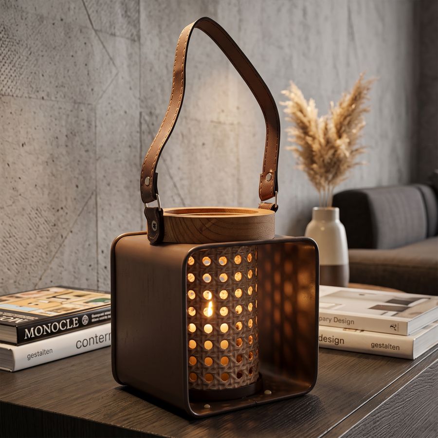 Mauro Ferretti Lanterna Iron-rattan 16 x 13 x 20 cm