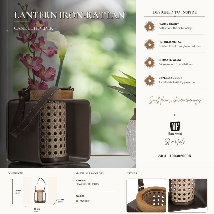 Mauro Ferretti Lanterna Iron-rattan 16 x 13 x 20 cm