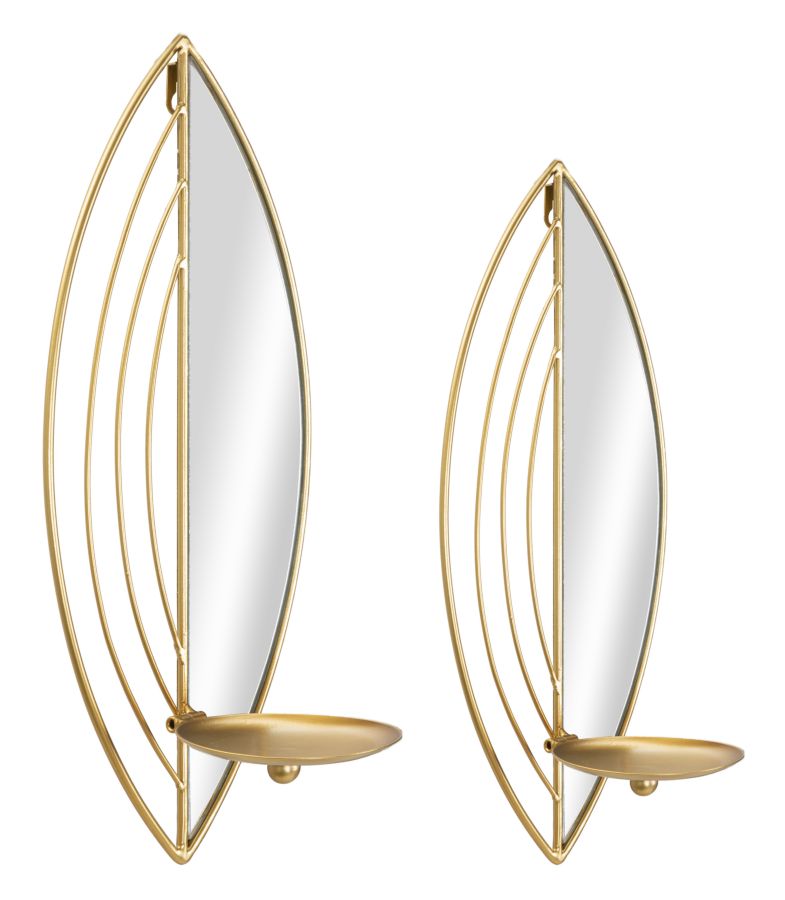 Mauro Ferretti Portacandela Leaf da Muro Coppia 18 x 13 x 41-15 x 13 x 35 cm