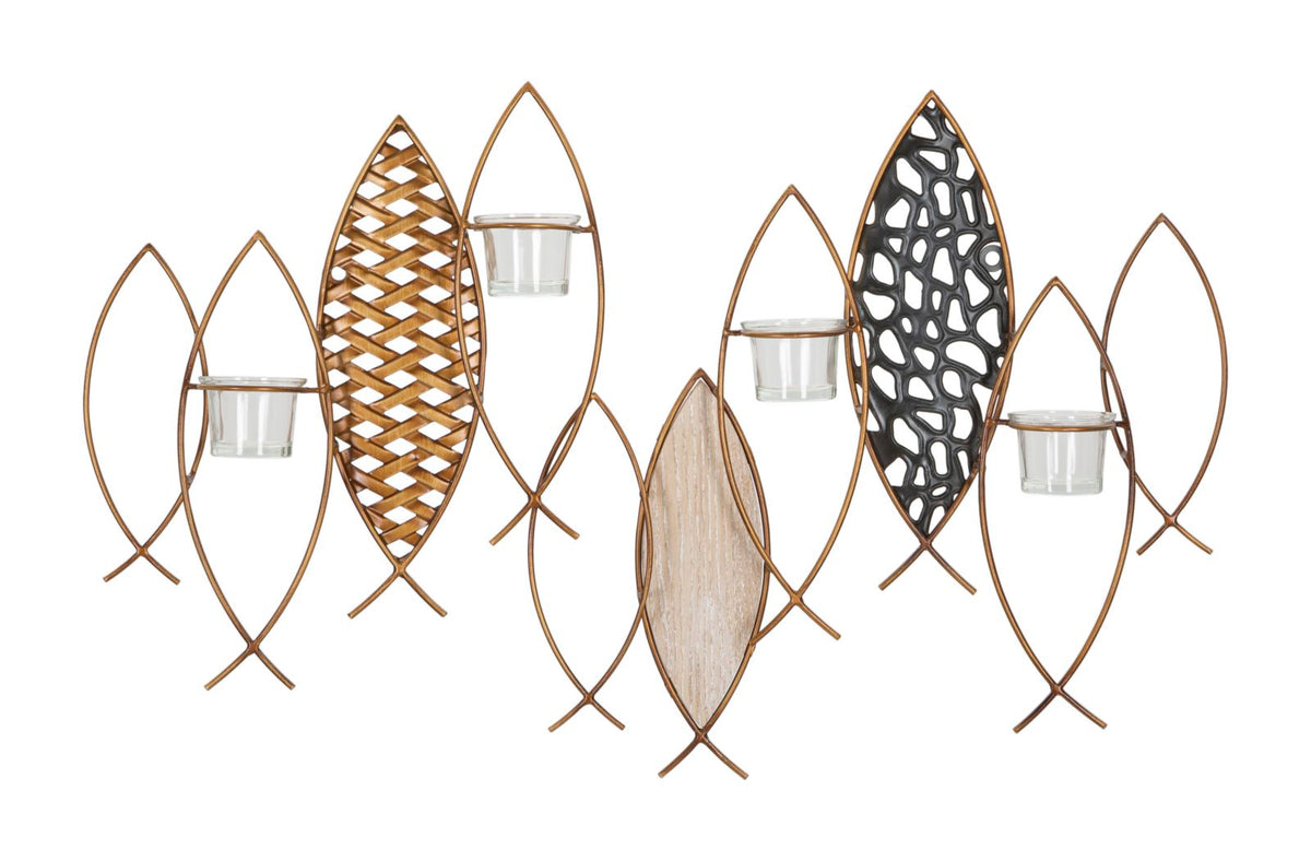 Mauro Ferretti Portacandela da Muro Fish 66 x 9 x 40,5 cm
