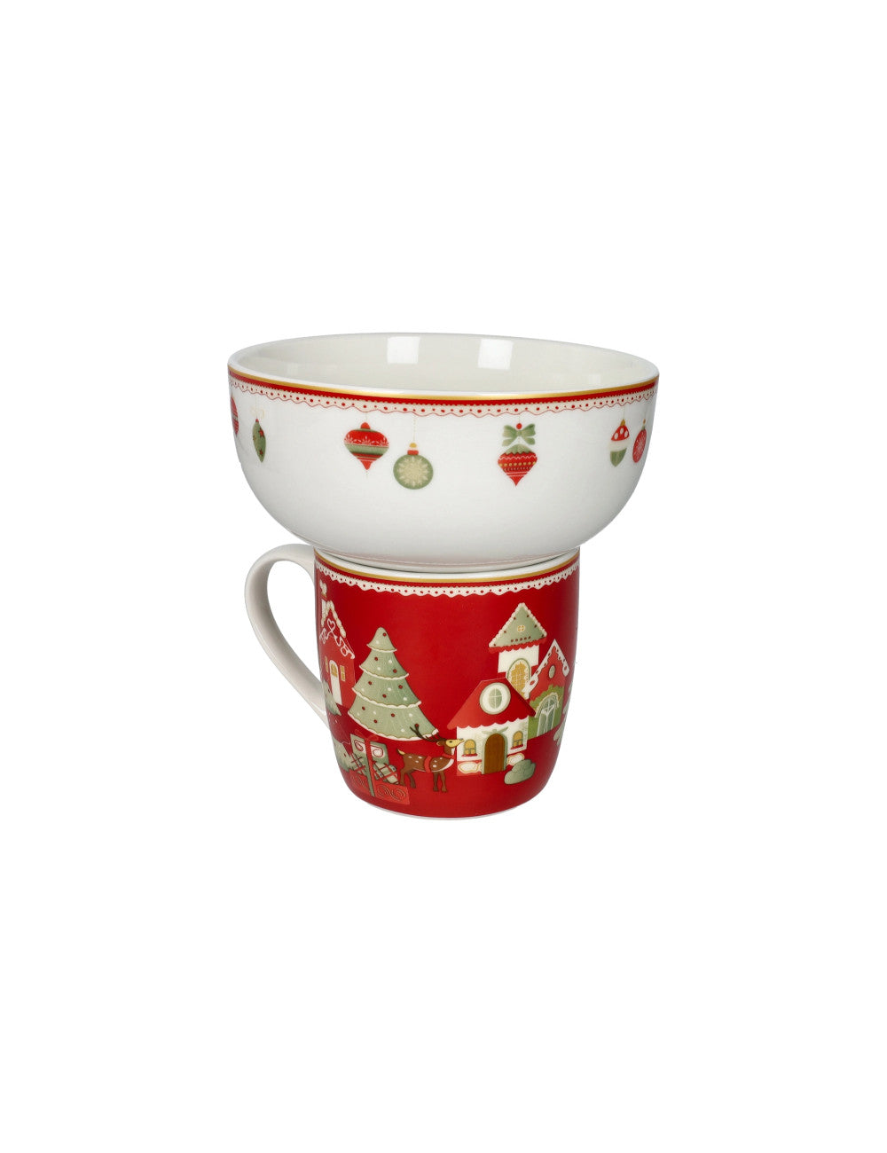 Brandani Mug con Ciotola Villaggio in Festa Set 2 pz