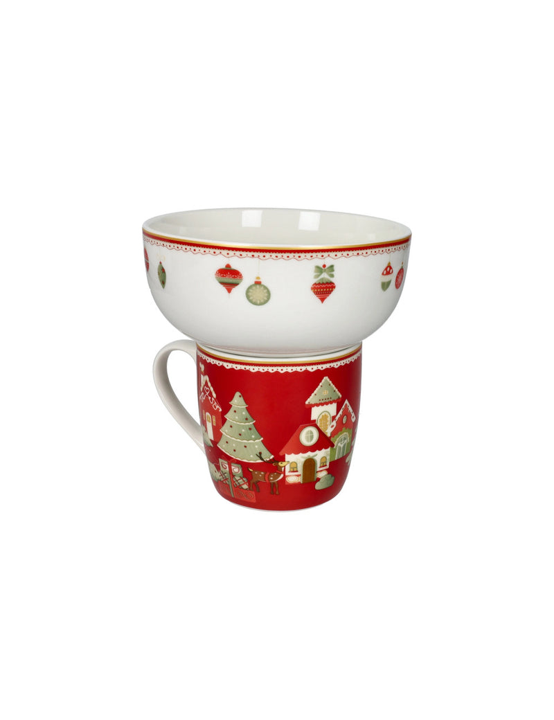 Brandani Mug con Ciotola Villaggio in Festa Set 2 pz