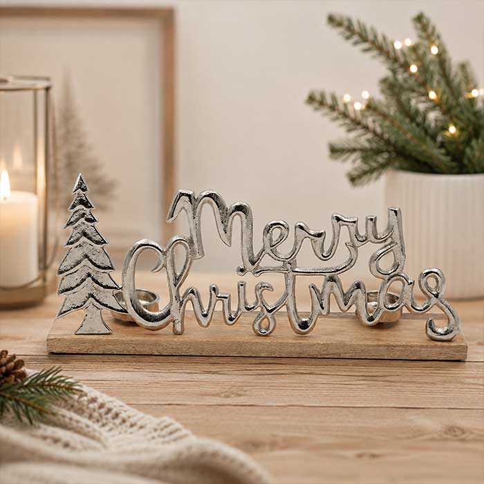 Innovaliving Decorazione Merry Christmas Silver
