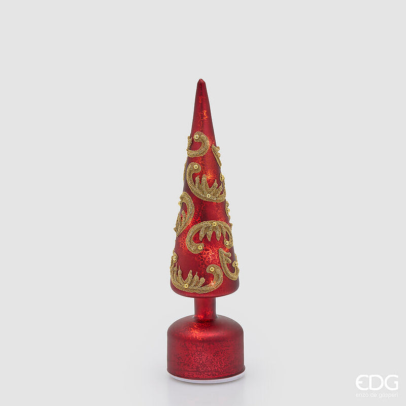 Pino Twist a cono LED con movimento 36 cm EDG - Rosso e oro