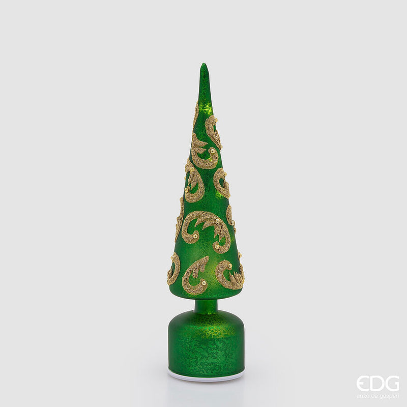 Pino Twist a cono LED con movimento 36 cm EDG - Verde e oro