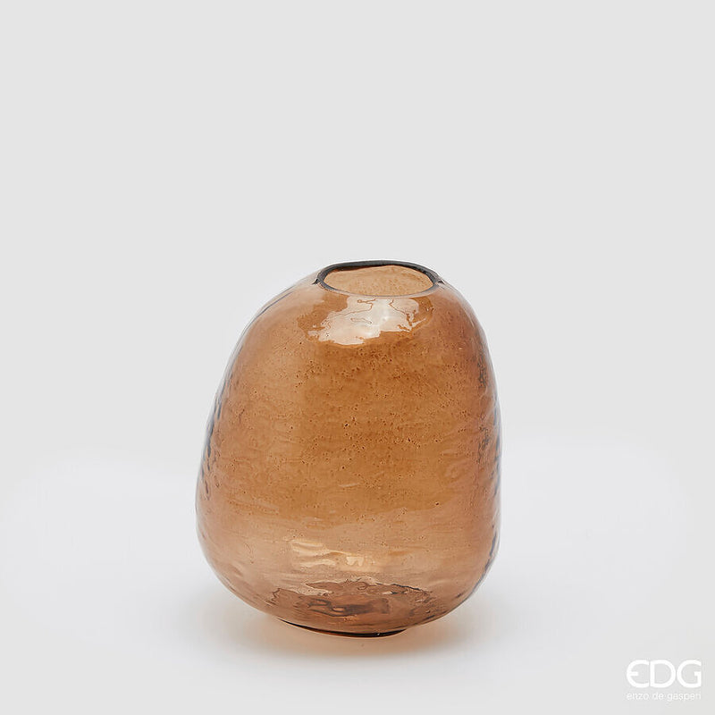 Vaso bombato in vetro 13 cm EDG - Ambra
