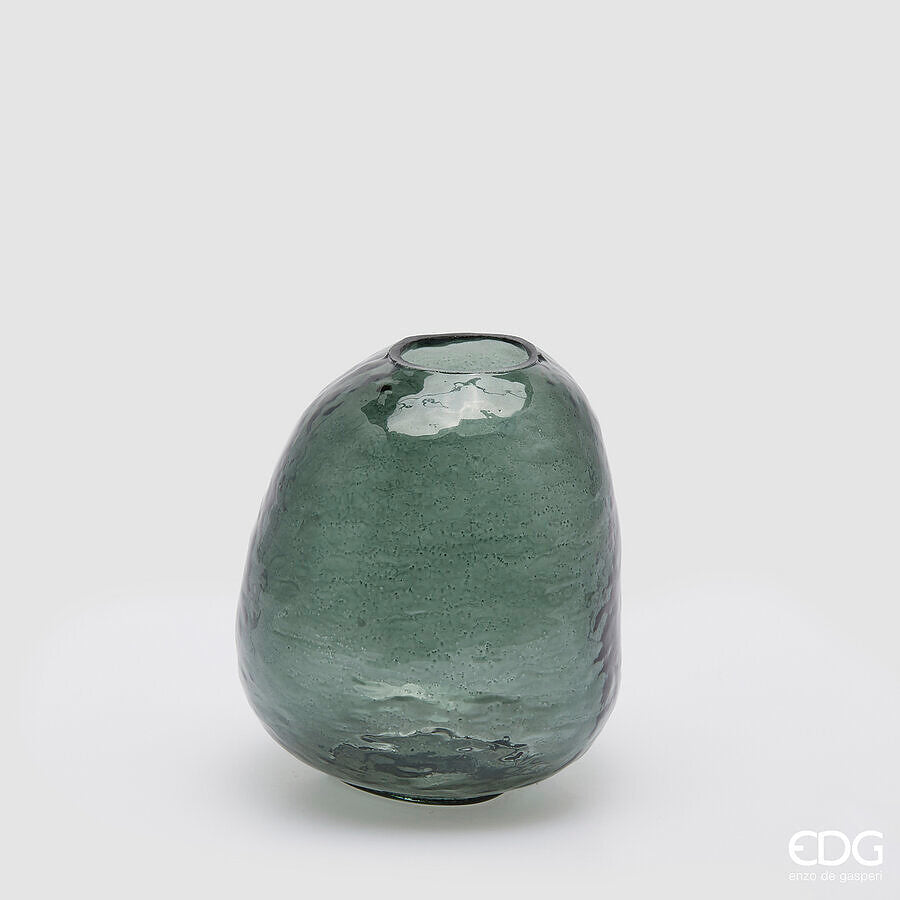 Vaso bombato in vetro 13 cm EDG - Verde scuro